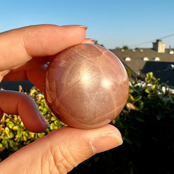 Peach Moonstone and Sunstone Sphere - Picture 1 of 6